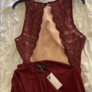 Stylestalker lace midi dress in maroon